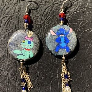 Disney inspired Stitch bottle cap art earrings
